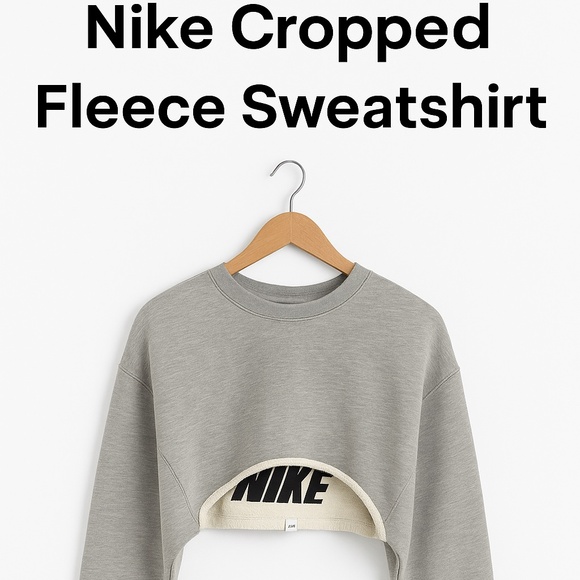Nike Women’s Cropped Fleece Sweatshirt Gray Medium NWOT - Picture 1 of 3